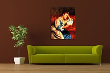 Mrs. Duffee Seated on a Striped Sofa, Reading Obraz zs17616