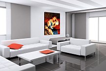 Mrs. Duffee Seated on a Striped Sofa, Reading Obraz zs17616