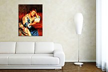 Mrs. Duffee Seated on a Striped Sofa, Reading Obraz zs17616