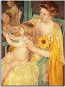 The Mirror, Mother Wearing A Sunflower On Her Dress - Reprodukcia  zs17619