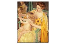 The Mirror, Mother Wearing A Sunflower On Her Dress - Reprodukcia  zs17619