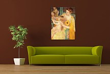 The Mirror, Mother Wearing A Sunflower On Her Dress - Reprodukcia  zs17619