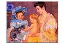Children Playing with a Cat Mary Cassatt Obraz zs17642