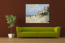 The Boardwalk on the Beach at Trouville - Reprodukcia Claude Monet zs17706