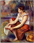 Girl wiping her feet Obraz  Renoir zs18074