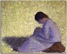 Peasant Woman Seated in the Grass - Georges Seurat Obraz zs18148