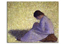 Peasant Woman Seated in the Grass - Georges Seurat Obraz zs18148