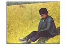 Peasant boy sitting in a meadow - Georges Seurat Obraz zs18149