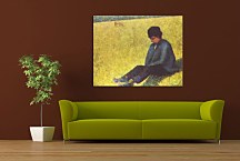 Peasant boy sitting in a meadow - Georges Seurat Obraz zs18149