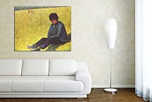 Peasant boy sitting in a meadow - Georges Seurat Obraz zs18149