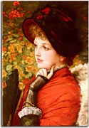 Type of Beauty: Portrait of Mrs. Kathleen Newton in a red dress and black bonnet zs18296