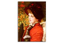 Type of Beauty: Portrait of Mrs. Kathleen Newton in a red dress and black bonnet zs18296