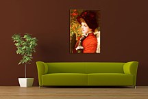 Type of Beauty: Portrait of Mrs. Kathleen Newton in a red dress and black bonnet zs18296