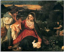 Madonna and Child with St. Catherine and a Rabbit zs18345 - Tizian obraz