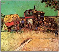 Vincent van Gogh Obraz - Encampment of Gypsies with Caravans zs18387