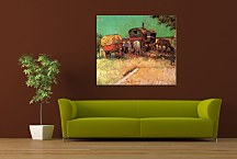 Vincent van Gogh Obraz - Encampment of Gypsies with Caravans zs18387