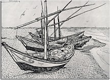 Fishing boats on the Beach at Les Saintes-Maries-de-la-Mer zs18392 - Vincent van Gogh obraz