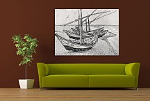 Fishing boats on the Beach at Les Saintes-Maries-de-la-Mer zs18392 - Vincent van Gogh obraz