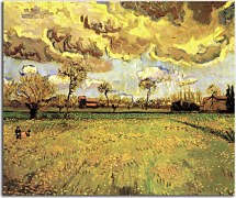  Vincent van Gogh obraz Landscape under a Stormy Sky zs18407