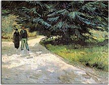 Public Garden with Couple and Blue Fir Tree zs18448 -  Vincent van Gogh obraz