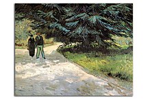 Public Garden with Couple and Blue Fir Tree zs18448 -  Vincent van Gogh obraz