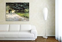 Public Garden with Couple and Blue Fir Tree zs18448 -  Vincent van Gogh obraz