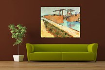 The Langlois Bridge at Arles with Road Alongside the Canal zs18486 - Reprodukcia Vincent van Gogh