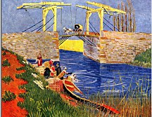 The Langlois Bridge at Arles with Women Washing zs18487 - Reprodukcia Vincent van Gogh