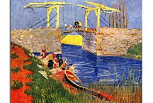 The Langlois Bridge at Arles with Women Washing zs18487 - Reprodukcia Vincent van Gogh