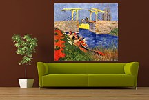 The Langlois Bridge at Arles with Women Washing zs18487 - Reprodukcia Vincent van Gogh