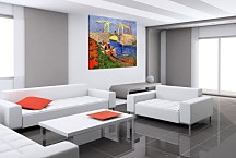 The Langlois Bridge at Arles with Women Washing zs18487 - Reprodukcia Vincent van Gogh