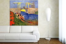 The Langlois Bridge at Arles with Women Washing zs18487 - Reprodukcia Vincent van Gogh