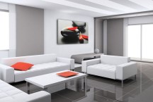 Feng shui Obrazy - Čierne kamene a červené lupienky zs453